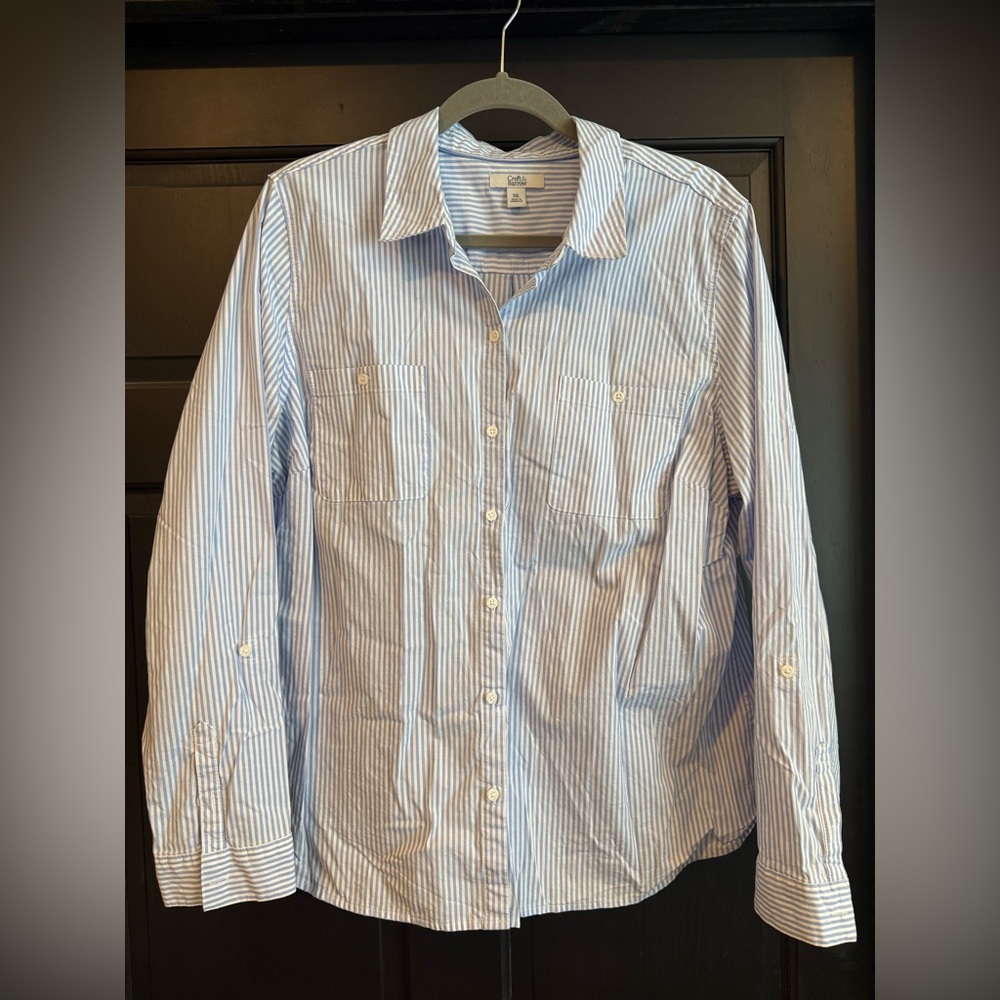 Women’s Croft & Barrow Blue Striped Button Down Shirt, XXL